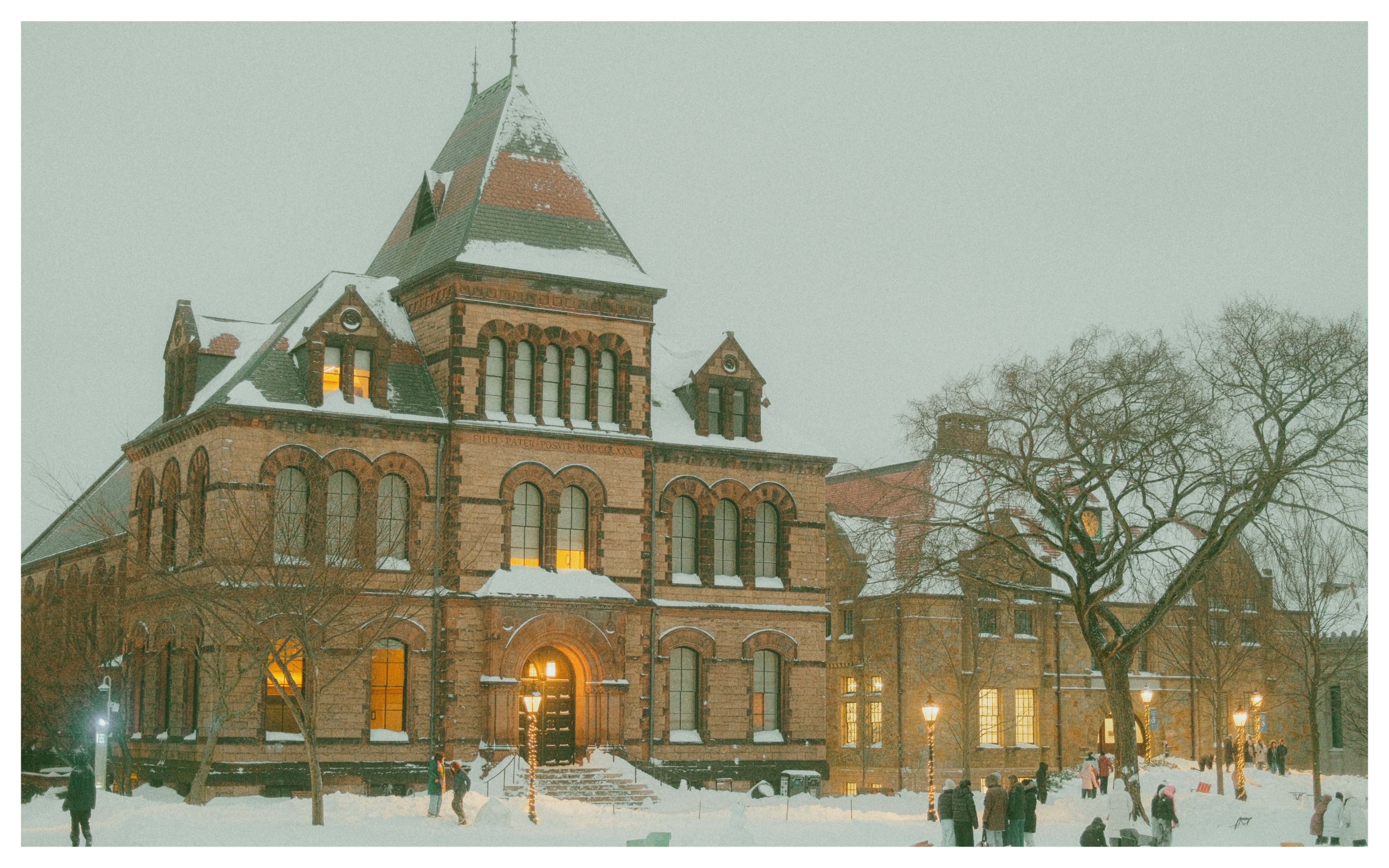 Sayles Hall in the snow